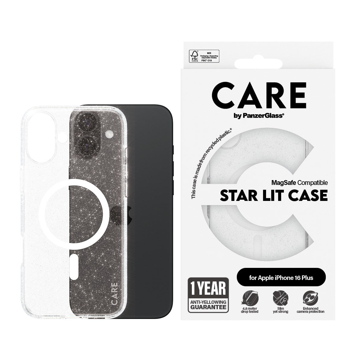 CARE by PanzerGlass® Urban Combat Case Star Lit w. White MagSafe iPhone 16 Plus